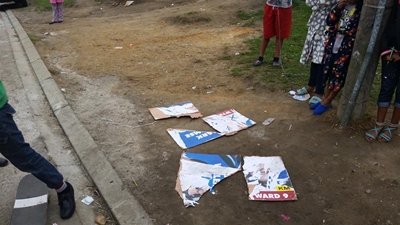 Election posters vandalised