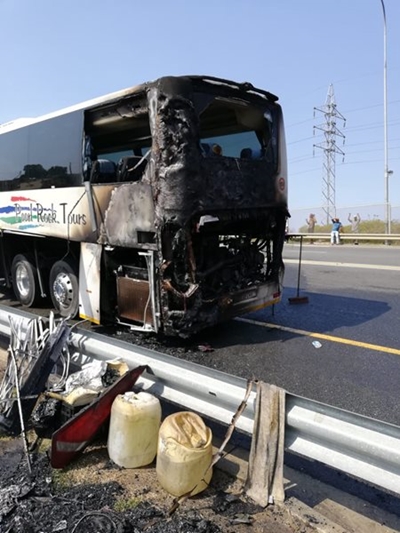 Traffic affected after bus burns on N2