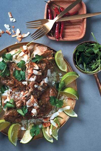 Lunch made tropical – Caribbean chicken breasts with coconut rice