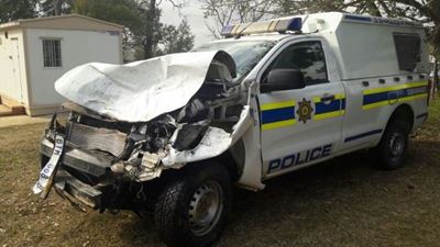 Policeman shoots himself after crashing SAPS bakkie into cows