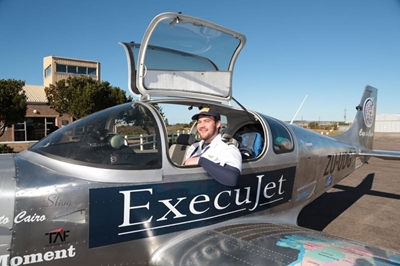 Pilot lands in hometown