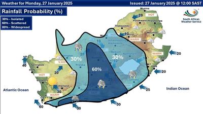 Scattered showers and thundershowers expected on Monday and Tuesday