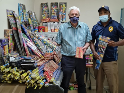Confiscated fireworks and alcohol handed over