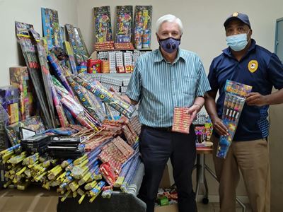 Confiscated fireworks and alcohol handed over
