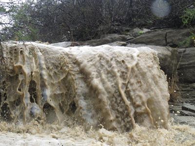 River branches in flood after much-needed rain
