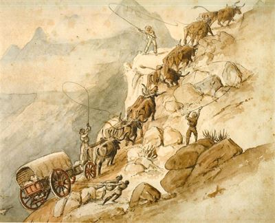 Historic print of Cradock Pass at museum