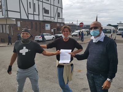 Homeless protest in front of shelter