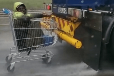 No cash for commuting? Hop in a trolley and hang onto a truck