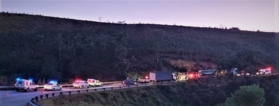 Truck overturns in Robinson Pass