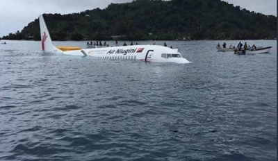 Plane ditches into Pacific lagoon