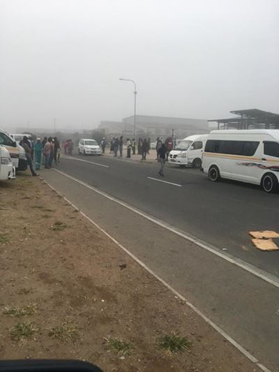 Taxis have blocked Louis Fourie Road at the Crotz Street intersection.