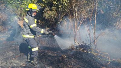 Voertuig aan brand by Robinsonpas, een dood