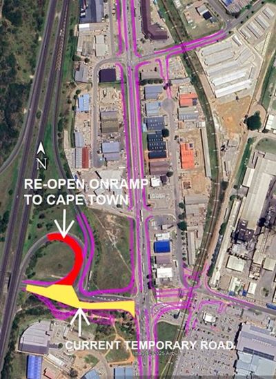 Notice of opening of on-ramp from Louis Fourie road to N2 (Cape Town)