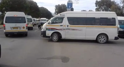 Taxis leave bus depot