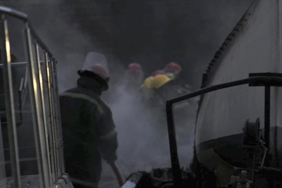 Boat fire under control