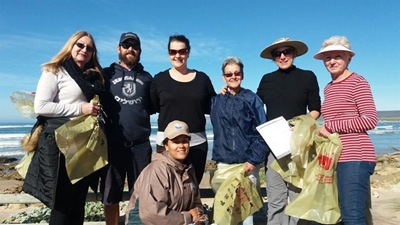 Cleaning-up ocean trash that washed ashore
