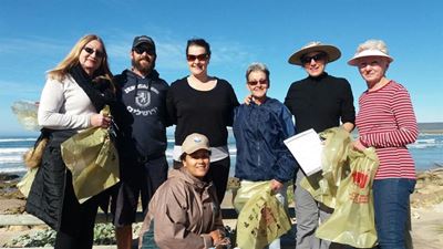 Cleaning-up ocean trash that washed ashore