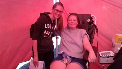 Blood donation drive at market