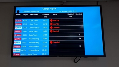 Flights to and from George delayed or cancelled