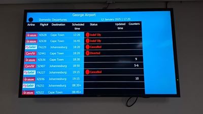 Flights to and from George delayed or cancelled