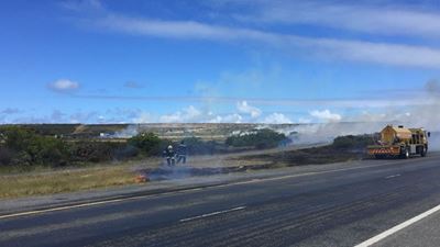 Veld fires burning at Dana Bay turnoff