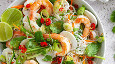 15-minute prawn, mushroom and coriander salad 