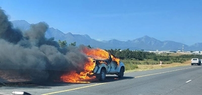 Bakkie goes up in flames