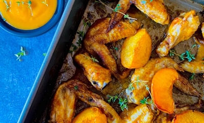 Spicy peach chicken wings