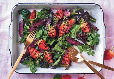 Grilled strawberry and biltong salad