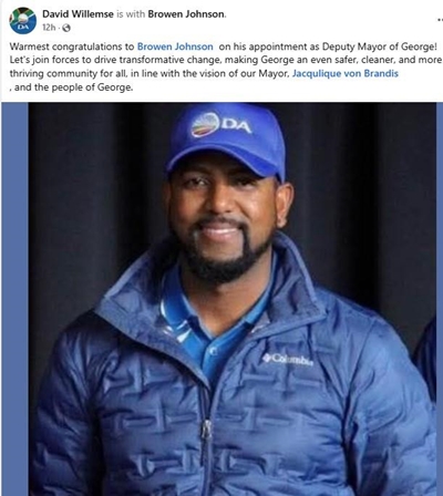 Johnson the DA's flavour for deputy mayor