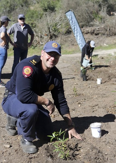 Fire Department plants trees on Arbour Day