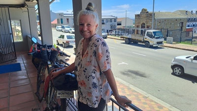 Canadian woman cycling through SA