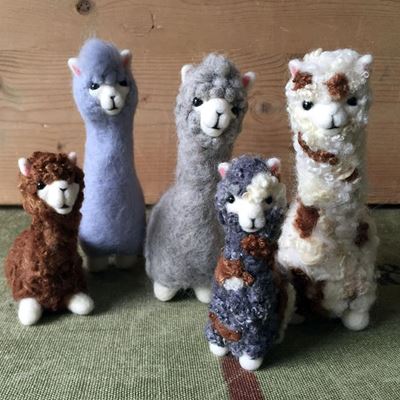 Cuddly animal characters crafted from wool
