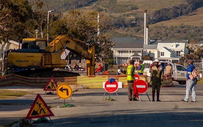 Construction work plods on