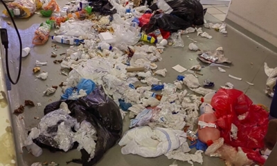 Workers empty bins in halls amid protest at Potchefstroom Hospital