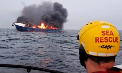 21 fishermen rescued after trawler catches fire in Gqeberha