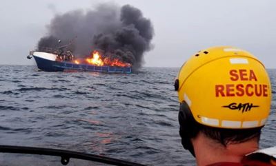 21 fishermen rescued after trawler catches fire in Gqeberha