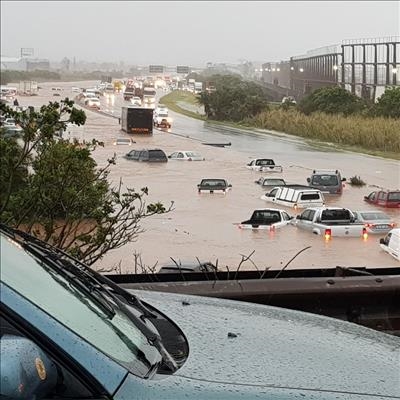 Cars afloat as storm batters Durban