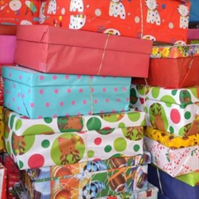 Christmas caring packed in a shoebox
