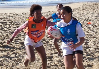 Touch rugby for girls held at Santos