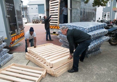 Beds, kettles and tables for fire victims 
