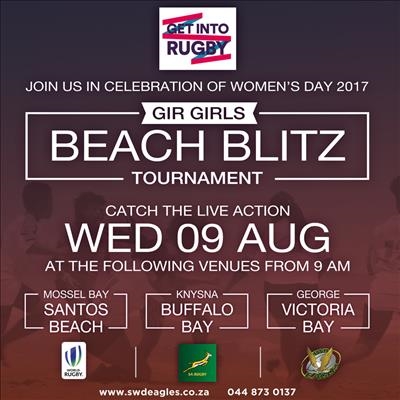 Girls' touch rugby at Santos Beach