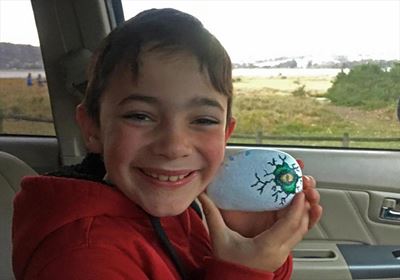 Painted pebbles spread love after fires