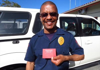 Learners interact with firefighters