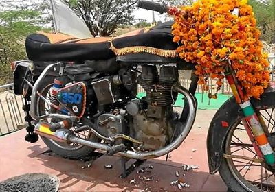Old Motorcycle Worshiped as a Deity in India