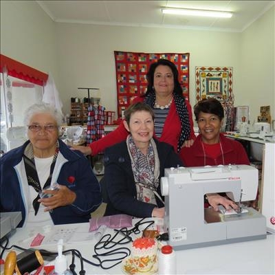 Women trained with sewing machines