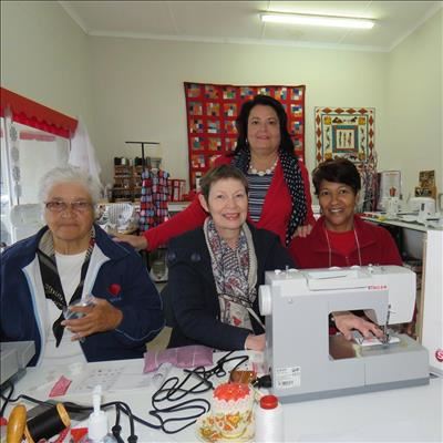 Women trained with sewing machines