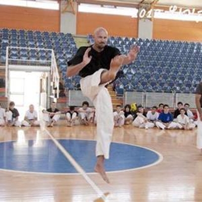 Honing his karate skills