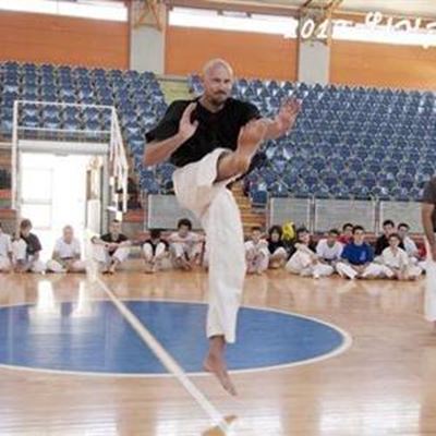 Honing his karate skills