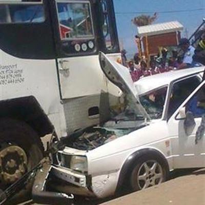 Narrow escape as car crashes into bus